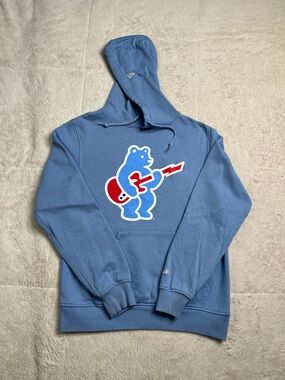 New Era MLB Chicago Cubs Blue Rock Bear Pullover Hoodie Sweatshirt Mens S Jersey